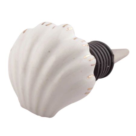 White Sea Shell Ceramic Wine Stopper 
